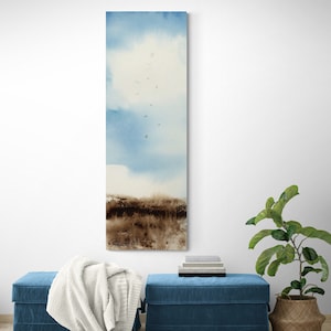 Tall Vertical Oversized Long Narrow Canvas Wall Art Large Vertical Ocean Beach Decor Large Seaside Coastal Wall Art for Narrow Wall Clouds