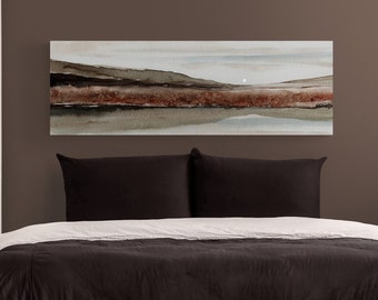 Landscape Painting Horizontal Narrow Wide Long Canvas Wall Art Prints, Above Bed Decor Neutral Wall Art, Living Room Room House Home Decor