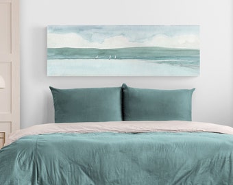 Coastal Landscape Large Canvas Horizontal Wall Art Prints Narrow, Bedroom Wall Decor Over the Bed, Living Room Above Couch House Home Decor