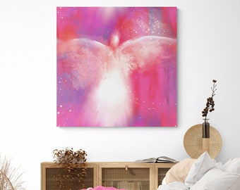 Guardian Angel Wall Art Square Canvas Print 8x8 to 40x40 Spiritual Wall Art Aesthetic Room Decor Hot Pink Prints Positive Aura Canvas Poster