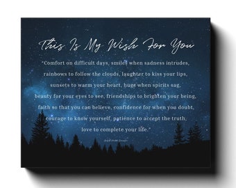 My Wish For You Ralph Waldo Emerson Poem on Canvas Inspirational Quotes Wall Art Graduation Gift Stars at Night Oversized Rectangle Decor