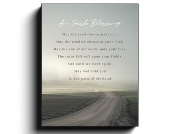 May the Road Rise Up to Meet You Irish Blessing Wall Art Large Canvas Wall Art Ireland Celtic Inspirational Quotes St Patricks Day Decor