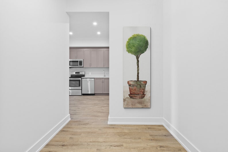 Topiary Tall Long Narrow Vertical Decor Original Canvas Wall Etsy