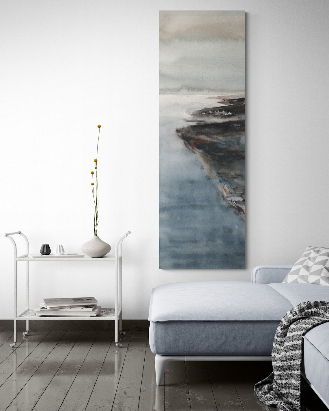 Tall Long Narrow Vertical Canvas Print Wall Art Watercolor Etsy