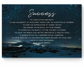 Success Ralph Waldo Emerson Poem Print Canvas Wall Art Literature Print College Graduation Gift Large Wall Art Ralph Waldo Emerson Quote