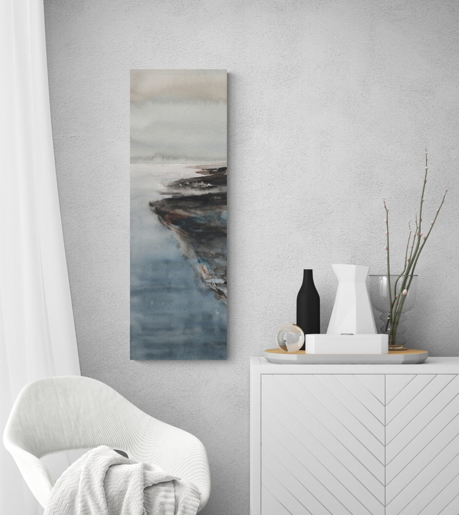 Tall Long Narrow Vertical Canvas Print Wall Art Watercolor Etsy