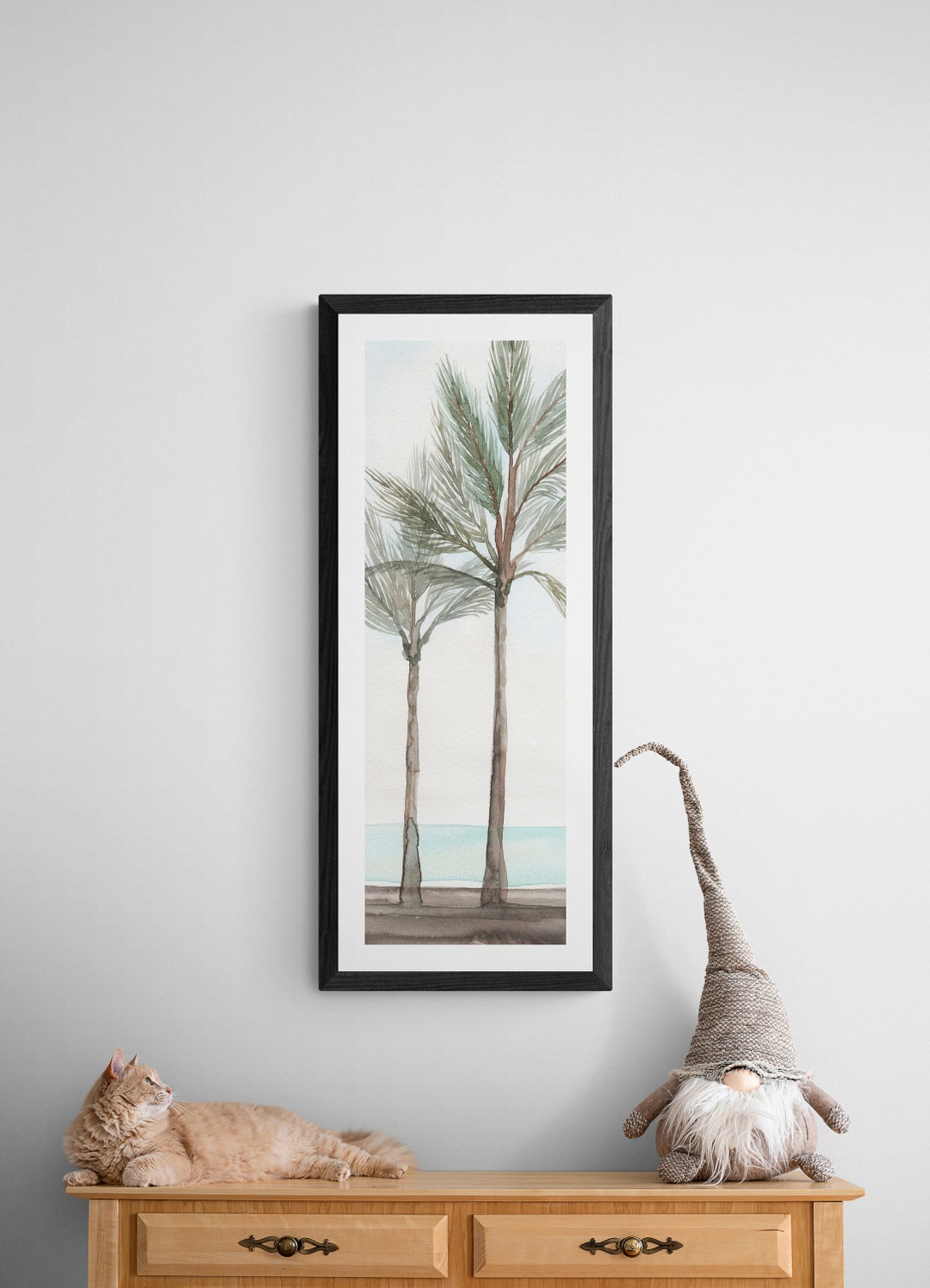 Vertical Wall Art Digital Palm Trees Painting 12x36 Long - Etsy