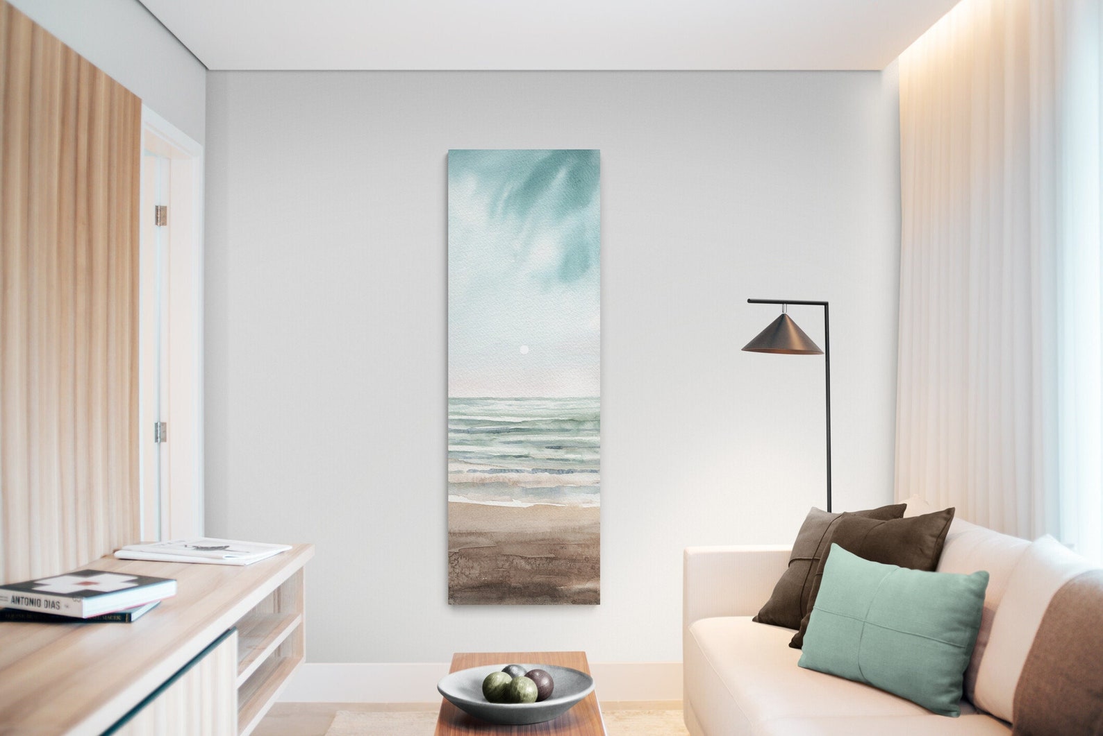 Long Narrow Vertical Beach Wall Art Canvas Lake House Wall Etsy