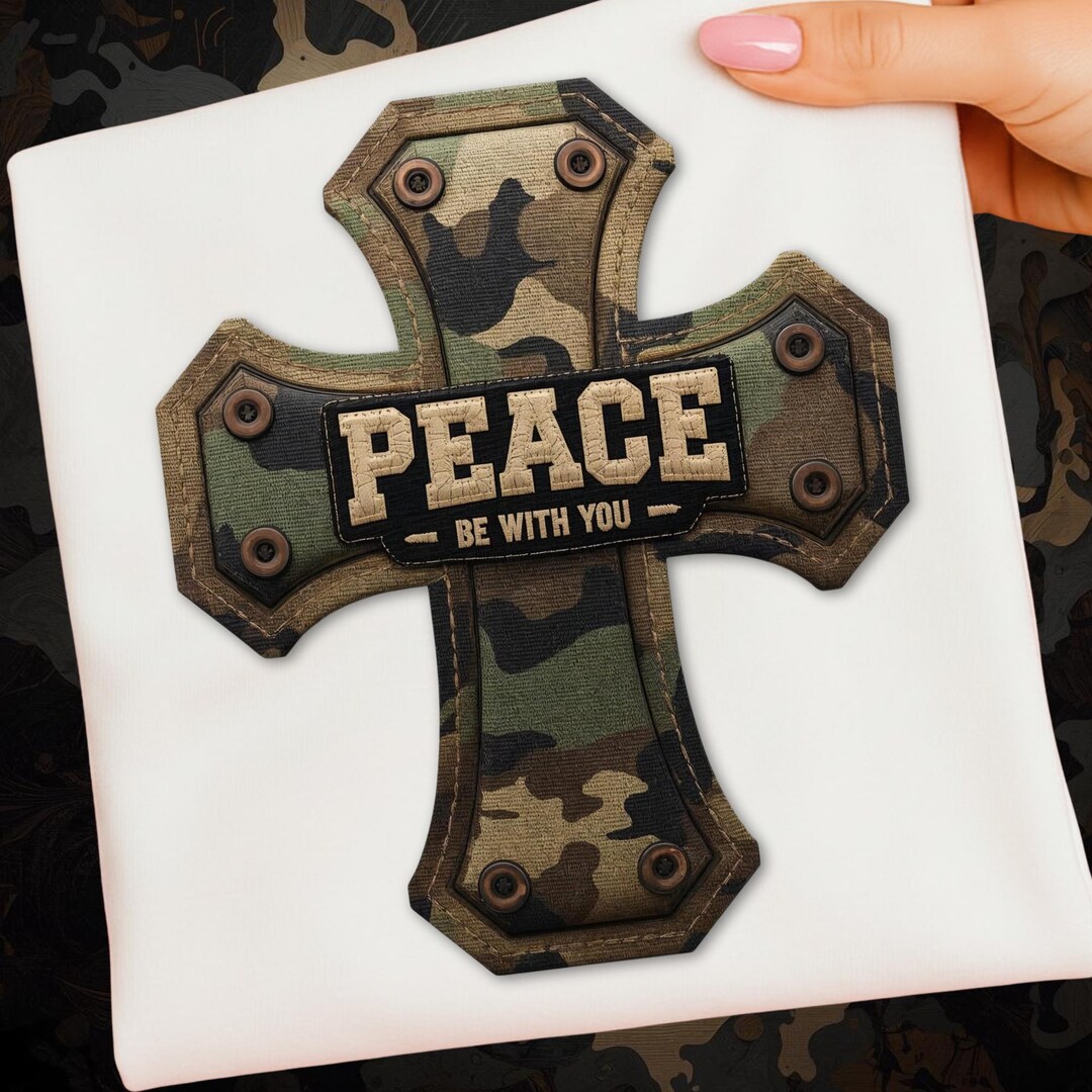 Camo Cross PNG PLUS Tumbler Wrap 20 Oz Camouflage Peace Be With You ...