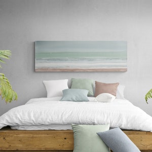 Minimalist Wall Art Canvas Print Painting Calming Wall Art Extra Large Long Narrow Horizontal Over Bed Ocean Beach Landscape Lake Home Decor image 2