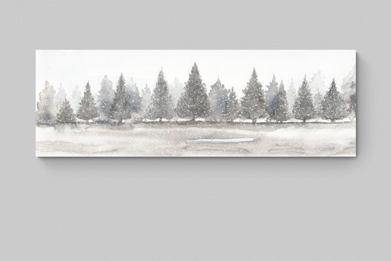 Snowy Winter Pine Tree Wall Art Large Wall Art Oversized - Etsy