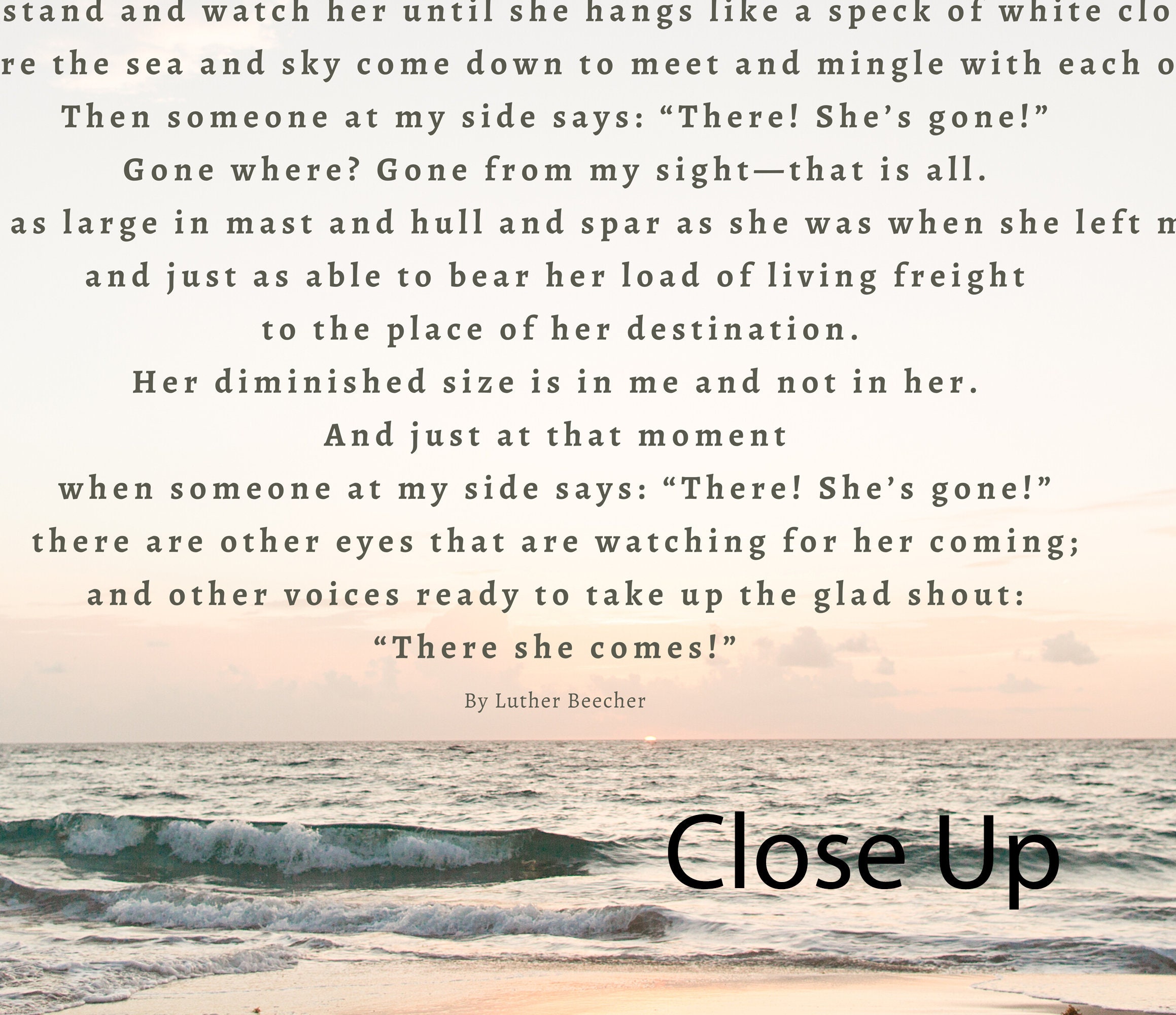 Gone From My Sight Poem Luther Beecher Grief Quote Canvas Wall - Etsy