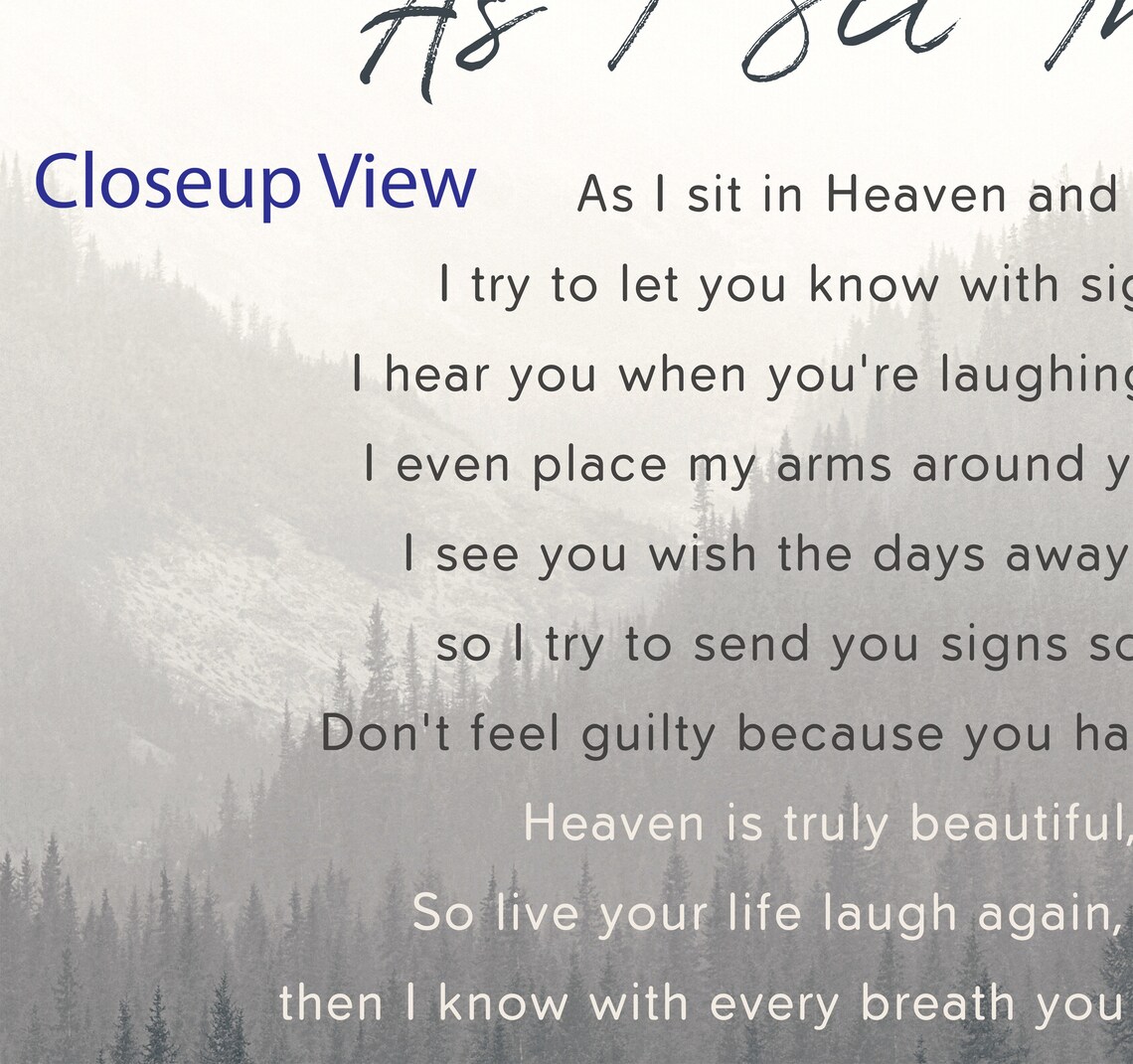 as-i-sit-in-heaven-grief-poem-print-sympathy-poem-memorial-etsy