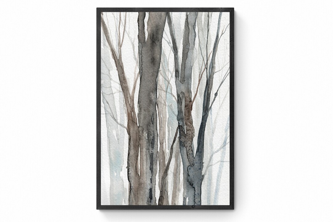 Large Forest Trees Printable Wall Art Neutral Rustic Cabin Home Decor ...