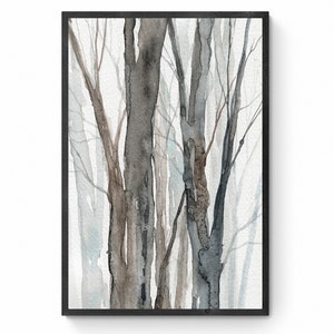 Large Forest Trees Printable Wall Art Neutral Rustic Cabin Home Decor Instant Digital Download Printable Calm Cottage Core Simple Room Decor