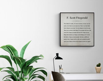  CRYUWOX F Scott Fitzgerald Quotes Wall Art For What It's Worth  Quotes Wall Decor Inspirational Quotes Wall Art Book Pages Wall Decor  Vintage Wall Art Motivational Canvas Wall Art 12x16 Inch