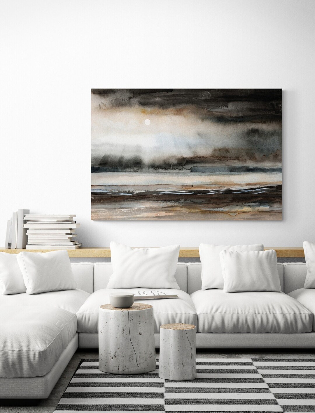 Large Rectangular Landscape Painting Canvas Print Over Couch Living ...