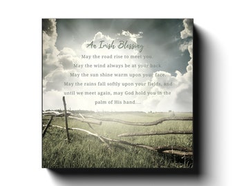 Irish Blessing Wall Art St Patricks Day May Road Rise Up Large Canvas Print Celtic Quotes Ireland Poem Gift Artwork St Patrick's Day Decor