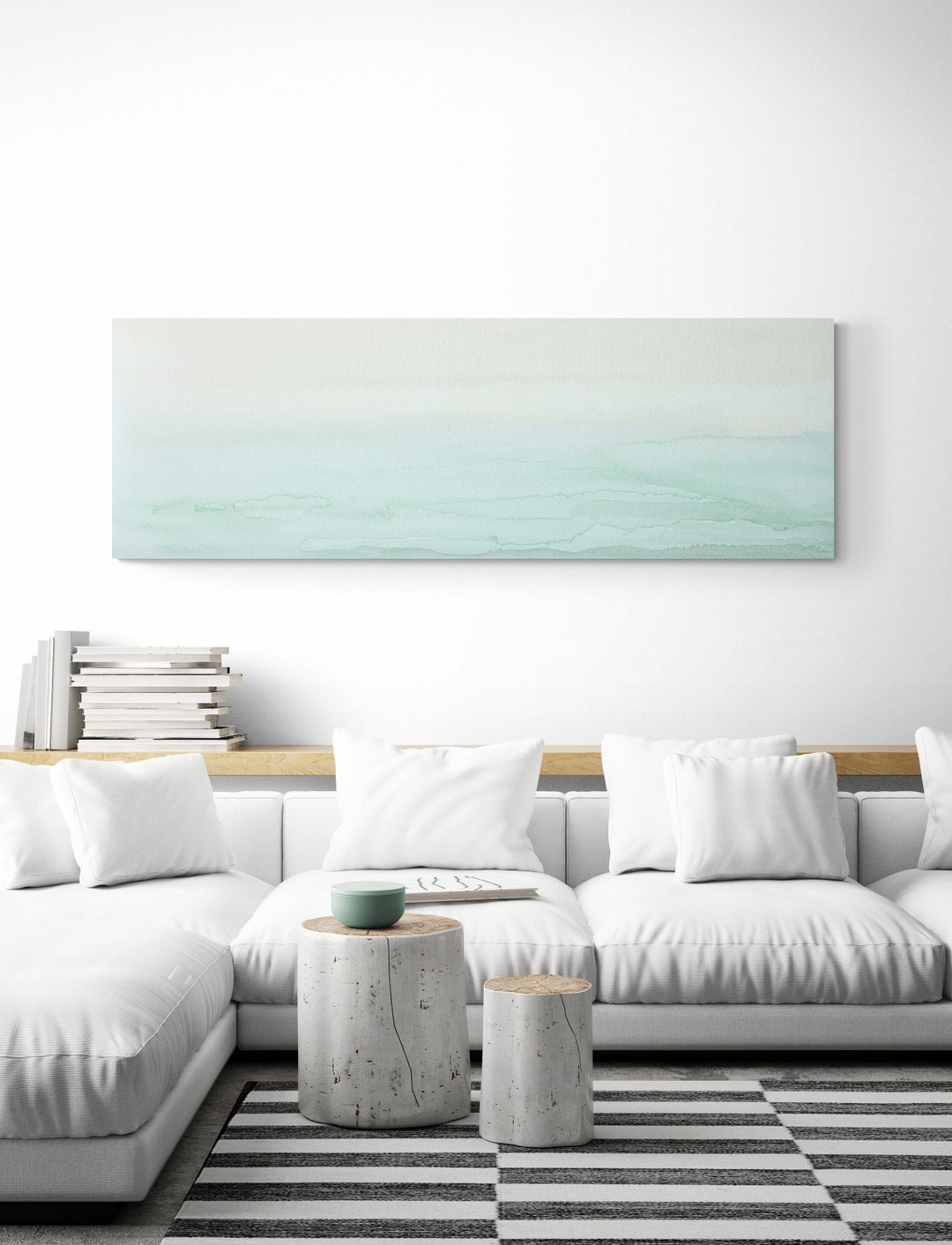 Serene Wall Art Minimalist Watercolor Mint Green Wall Art - Etsy