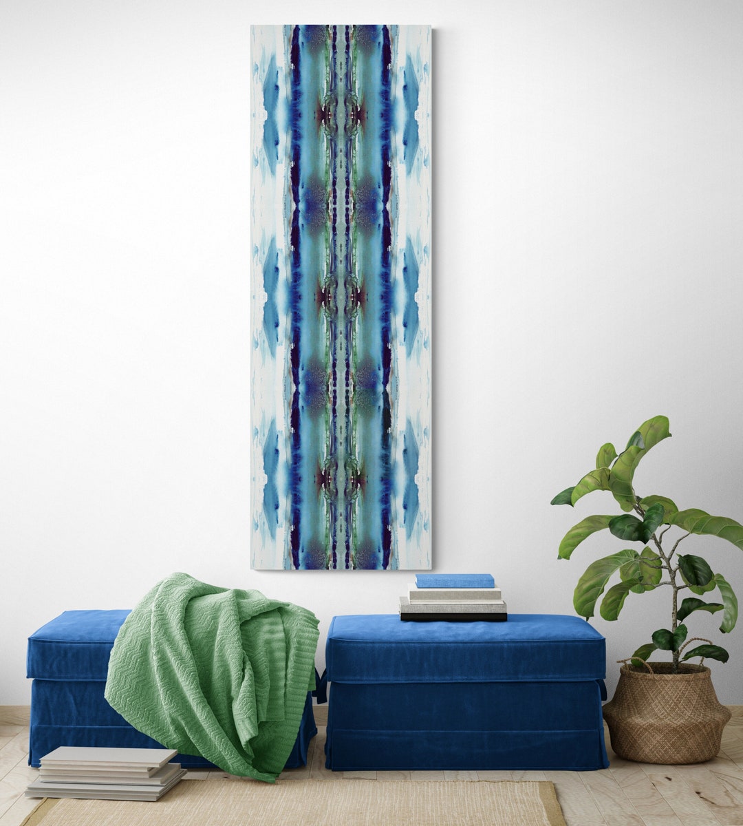 Modern Southwestern Wall Art Style Watercolor Tall Long Narrow Vertical