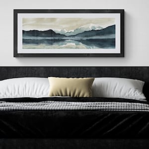 Horizontal Wall Art Digital, Printable Mountains Wall Art, 12x36 Long Narrow Printable Art,Over Bed Decor,Abstract Painting,Instant Download