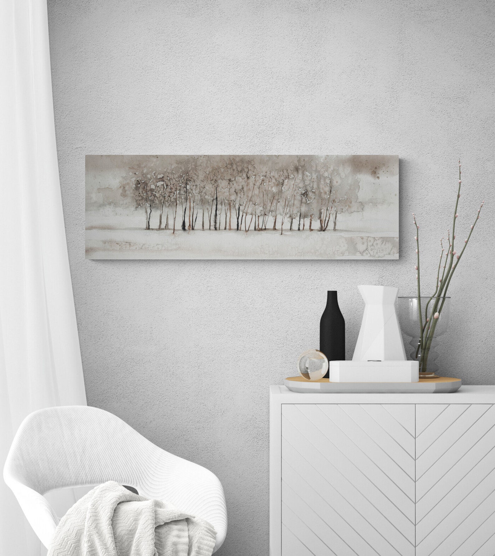 Trees Large Wall Art Oversized Horizontal Long Narrow Canvas Etsy