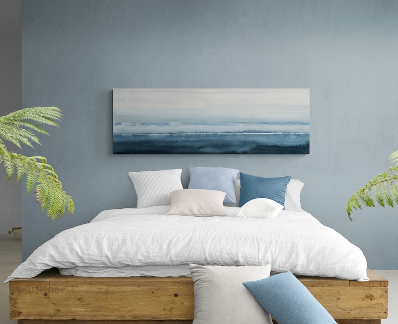 Large Coastal Wall Hanging Horizontal Long Narrow Canvas Wall Etsy
