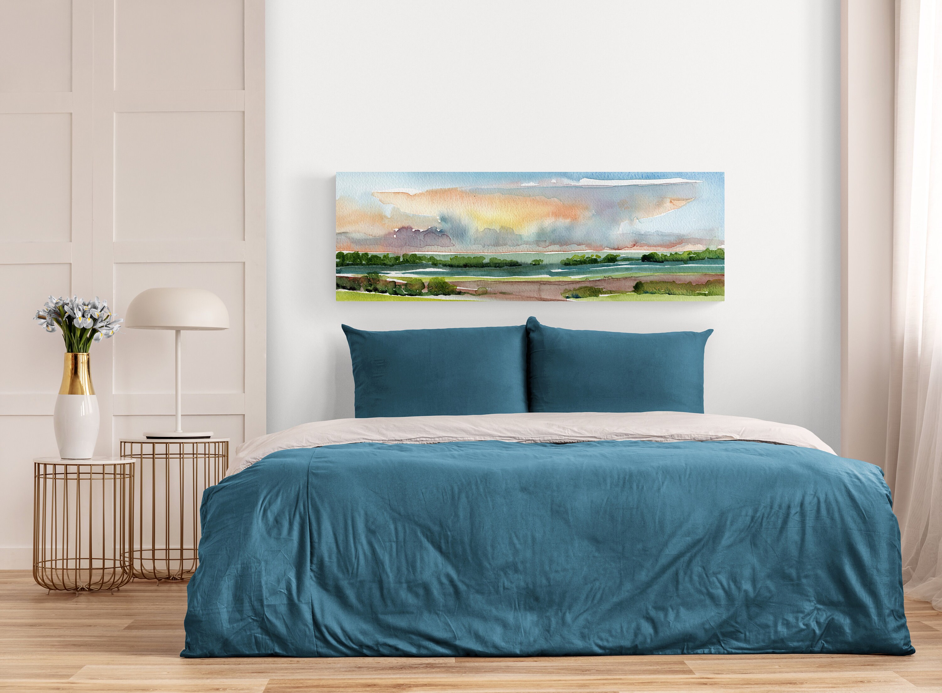 Bedroom Wall Decor Over the Bed Horizontal Wall Art Original | Etsy