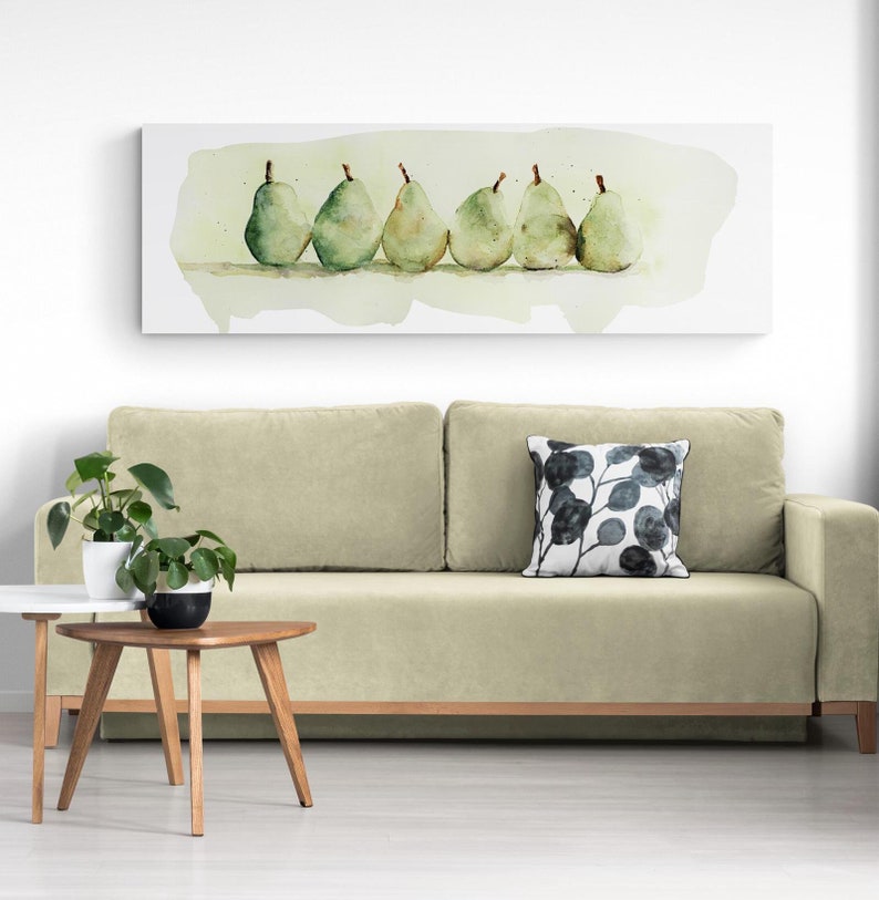 Long Horizontal Kitchen Art Pears Painting Canvas Print Kitchen Decor