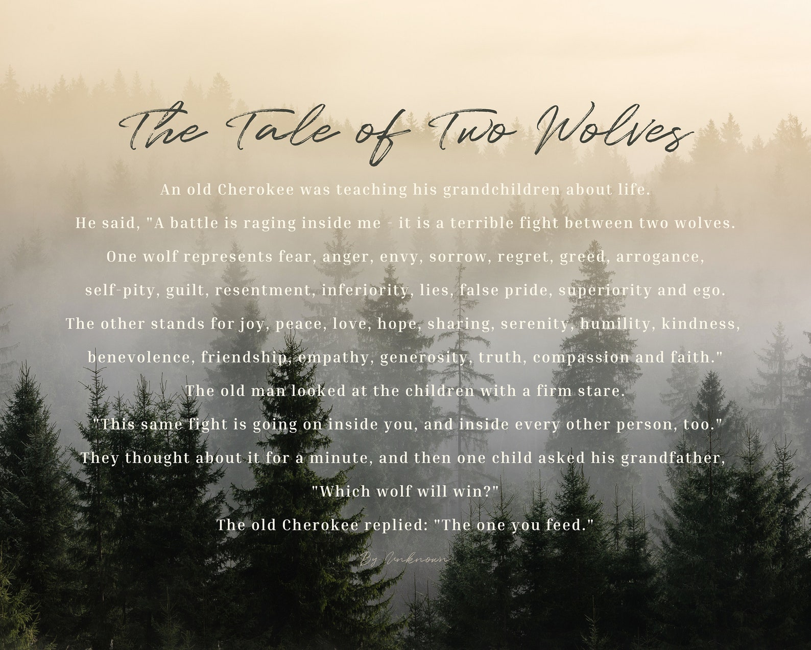 Conquer Inner Conflict With Native American Tale Of Two Wolves Printable