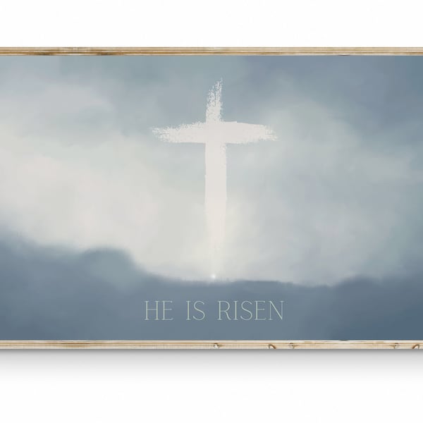 He Is Risen Samsung Frame TV Jesus Cross Frame TV Art Easter Samsung Digital Download Christian Samsung Frame TV Bible Verse Matthew 28 6