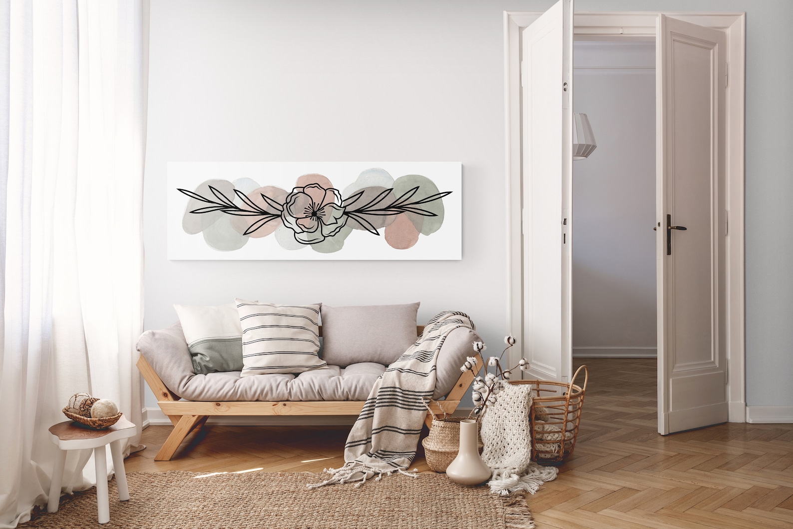 Long Narrow Horizontal Wall Art Modern Abstract Art Canvas Etsy