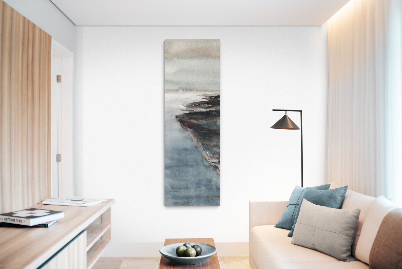 Tall Long Narrow Vertical Canvas Print Wall Art Watercolor Etsy