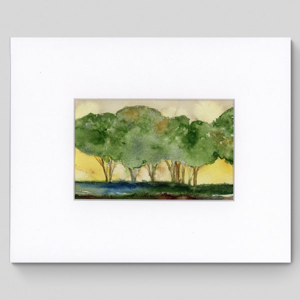 Original Watercolor Painting Trees Wall Art Small Painting 6x4.5 Mat fit 8x10 Frame Home Decor Original Painting Nature Lover Gift Idea Art