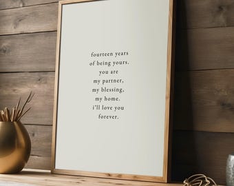 14th Anniversary Gift for Husband • Nineteen Years of Being Yours Rolled Posters Unframed