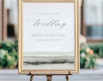 Printed & Shipped Wedding Welcome Sign Organic Modern Minimalist Neutral Paper Print Rolled Posters