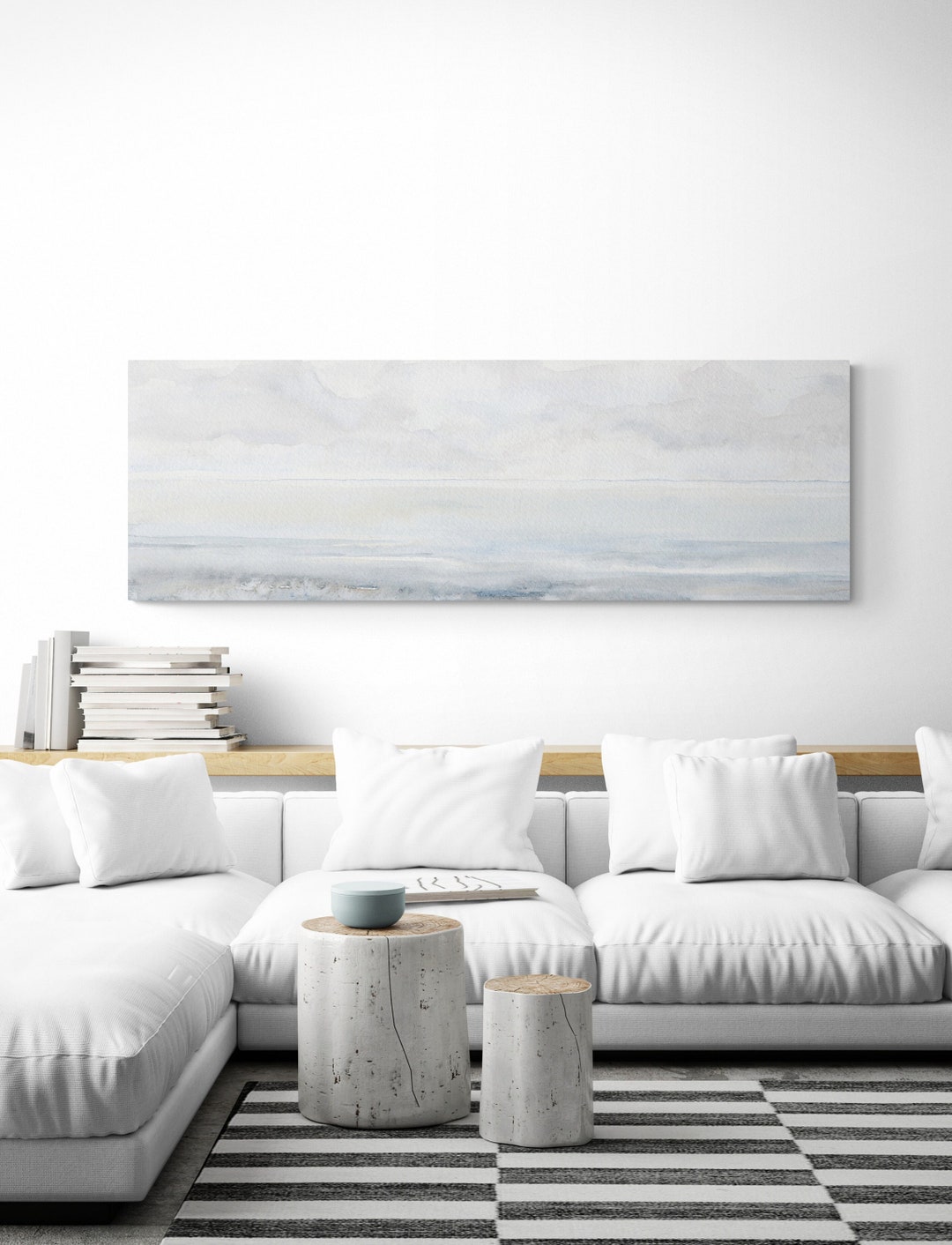 Large Blue and Gray Wall Art Canvas Print Wall Decor Over the Bed