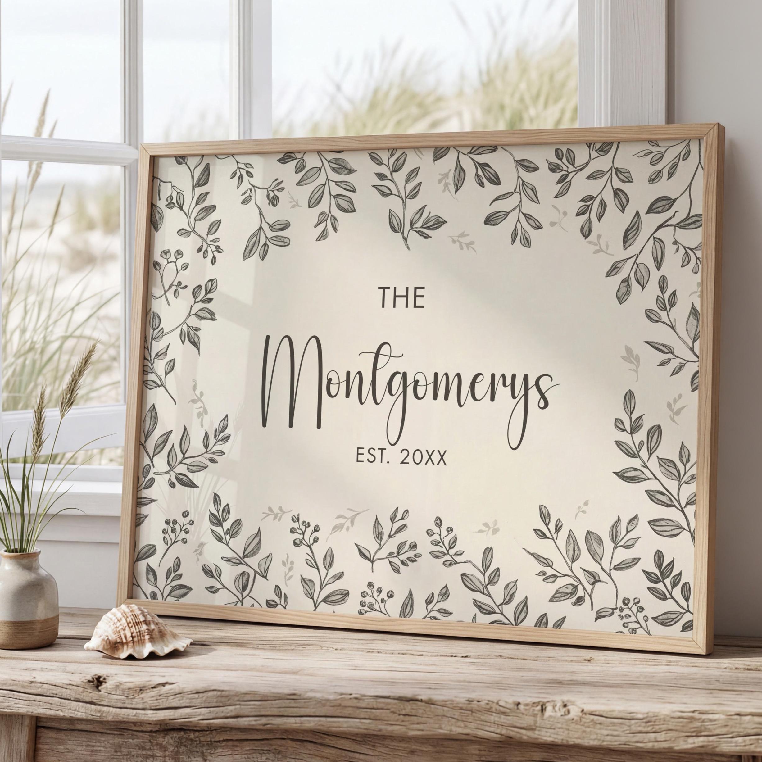 Custom Last Name & Date Botanical Print • Rolled Giclée Poster ...