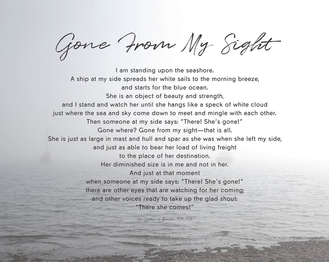 Printable Art Gone From My Sight Luther Beecher Poem Grief | Etsy