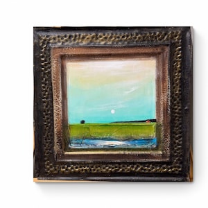 Original Painting on Vintage Ceiling Tin Original Acrylic Painting Antique Ceiling Tile Unique Painting Textured 10 Year Anniversary Gift