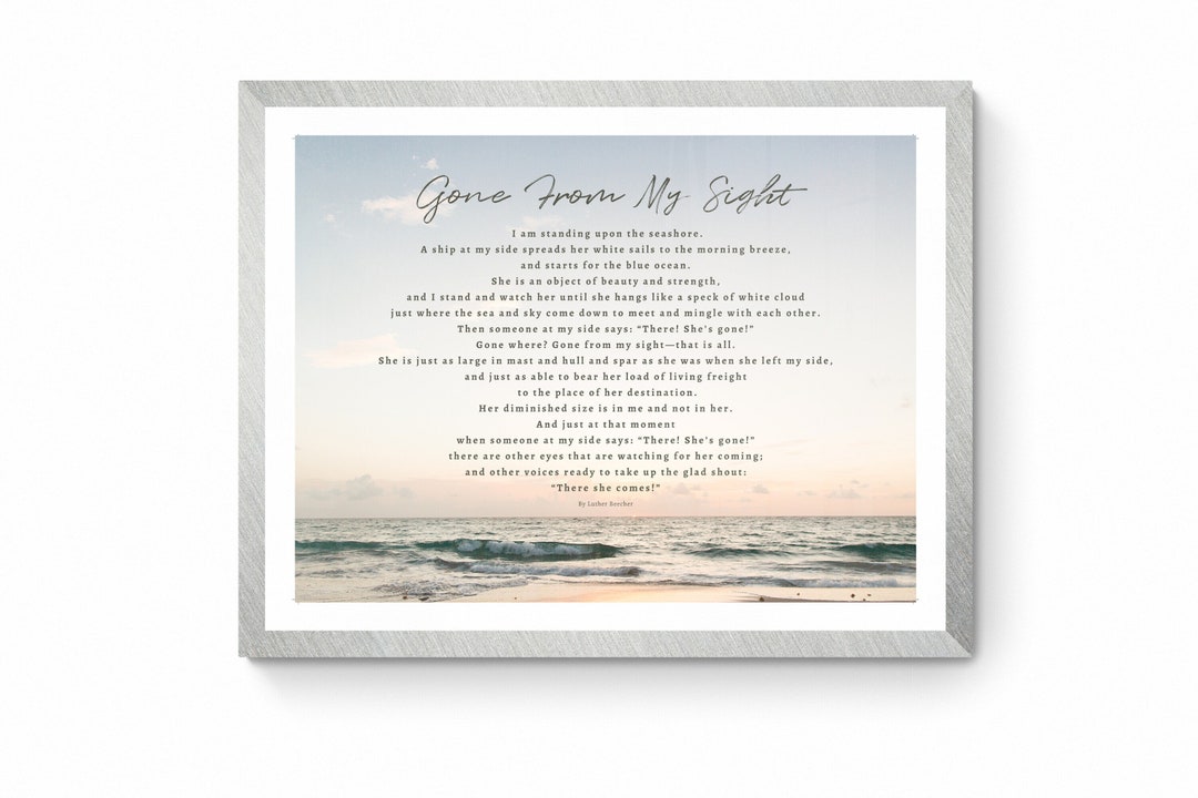 Printable Art Gone From My Sight Luther Beecher Poem Quote, Grief