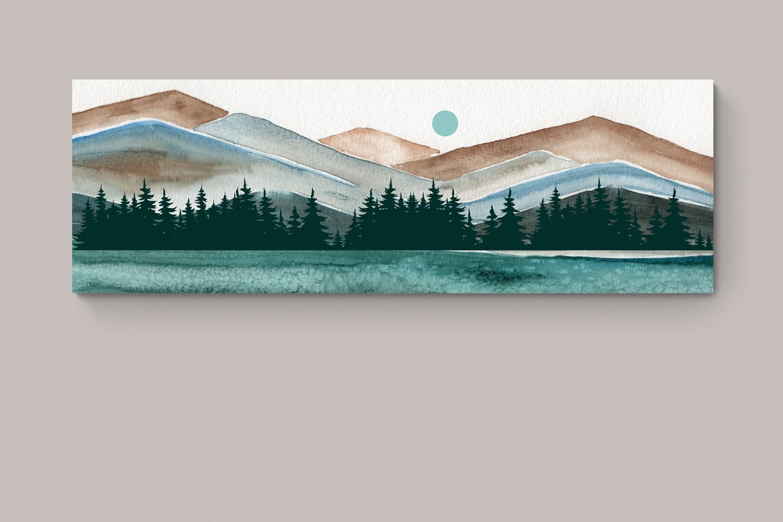 Mountain Wall Art Canvas Long Narrow Horizontal Print Mountain Etsy