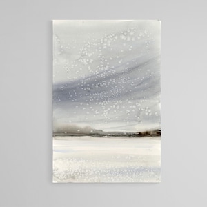 Original Painting Watercolor Winter Wall Art Small Original Art 6x9 Watercolor Paintings Original Artwork Minimalist Art Snowy Field