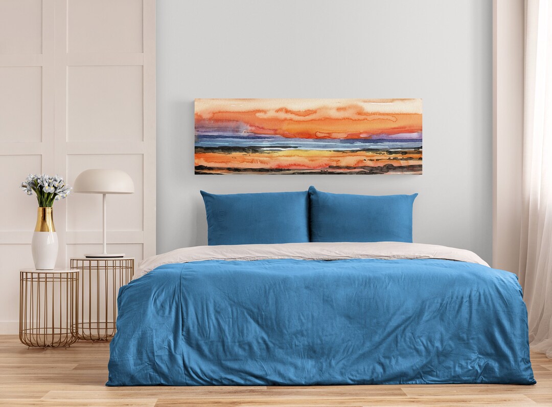 Bedroom Wall Decor Over the Bed, Long Narrow Wide Horizontal Extra