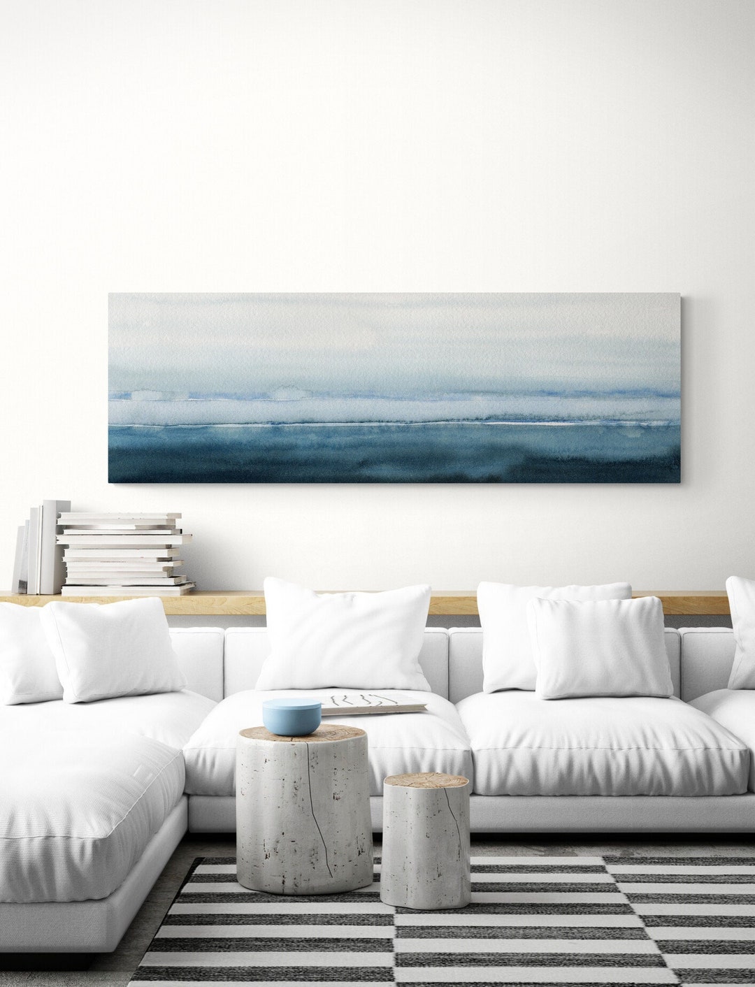 Large Coastal Wall Hanging Horizontal Long Narrow Canvas Wall Art