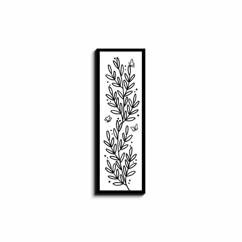 Vertical Long Narrow Canvas Wall Art Boho Botanical Line Art Etsy