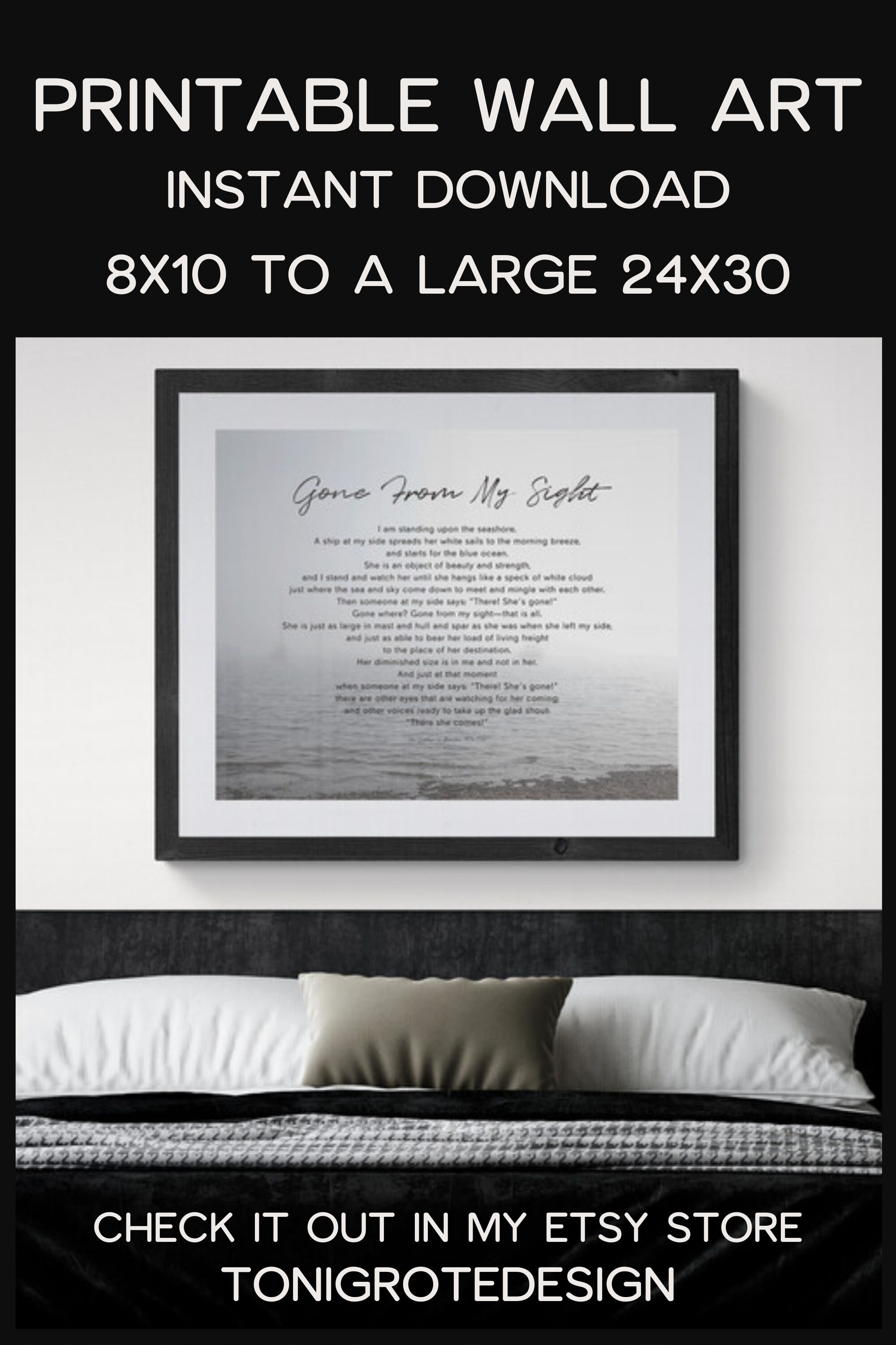 Printable Art Gone From My Sight Luther Beecher Poem Grief Etsy UK