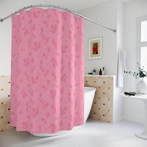 Soft Pink Abstract Floral Shower Curtains Girls Bathroom Decor Children's Bath Decor Kids Shower Curtain for Pink Bathroom Bathtub Curtain