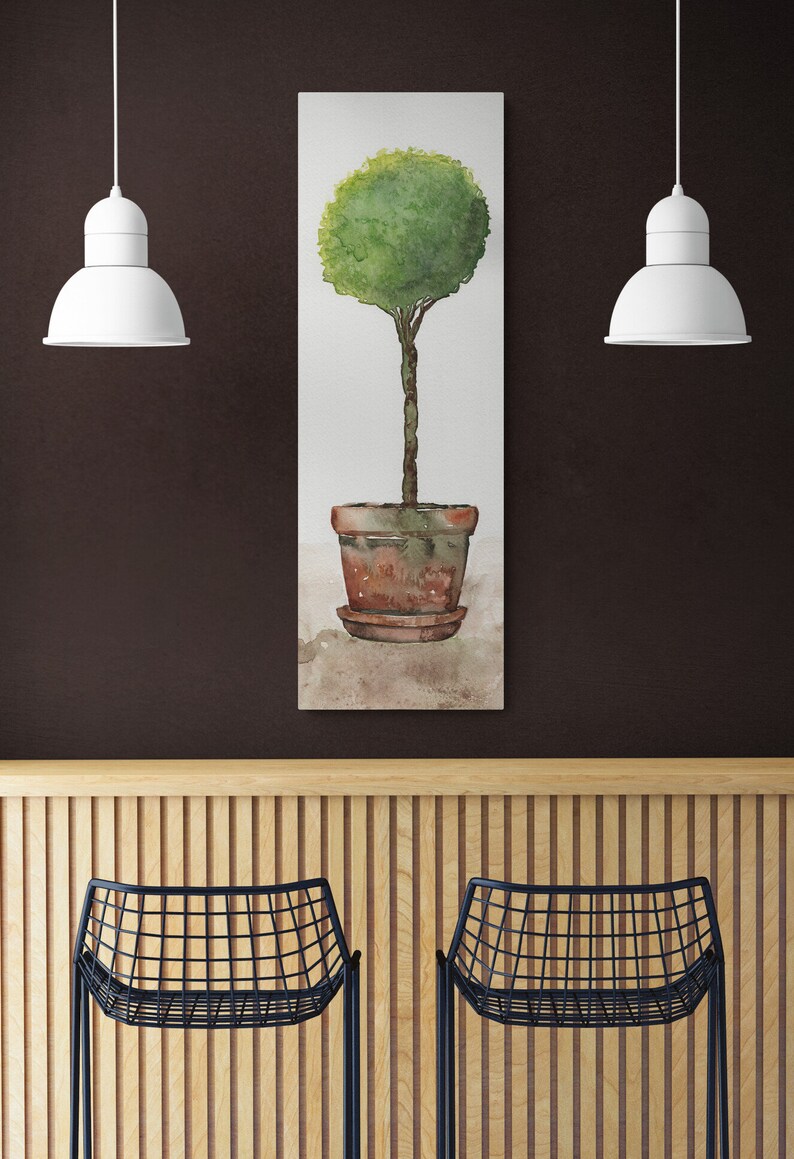 Topiary Tall Long Narrow Vertical Decor Original Canvas Wall Etsy