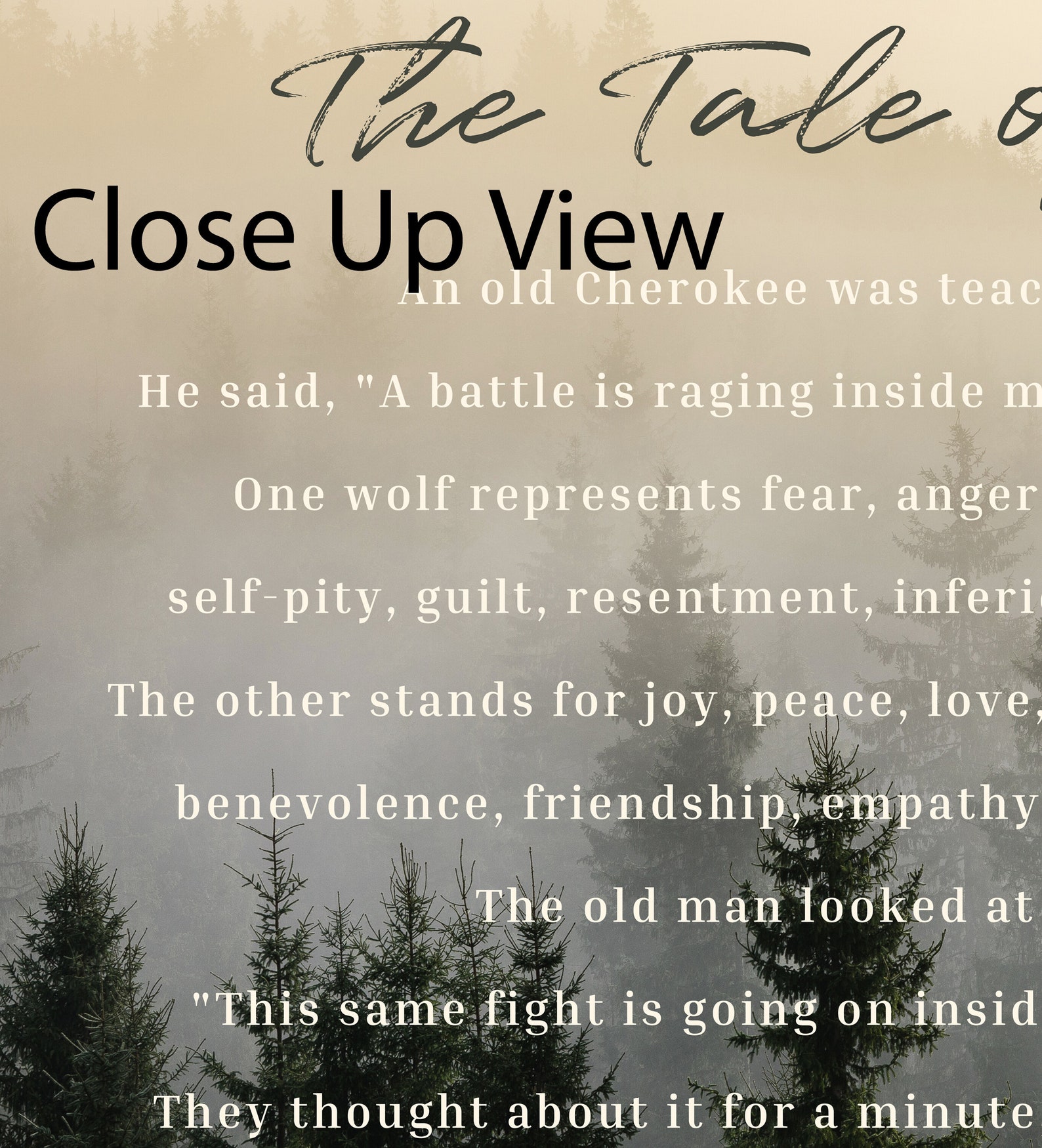 The Tale of Two Wolves Poem Print Paper Prints Native American Etsy